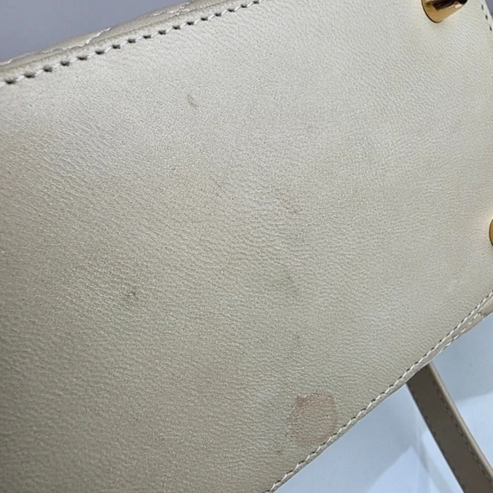 Bally Vintage Cream Quilted Leather Top Handle Bag Crossbody Made in Italy